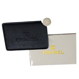 Chanel Black Mirror Embossed Card Holder